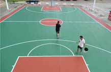 亚强体育施工案例:硅pu篮球场,